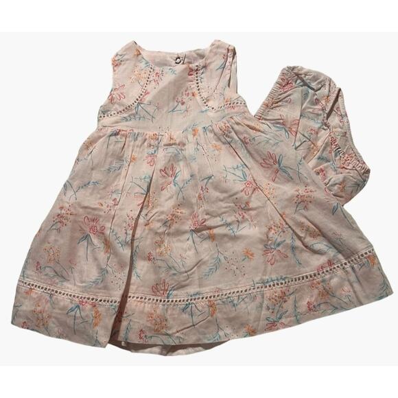 Tommy Bahama Dress Bloomer Set Peach Pink Blue Pastel Infant Girls Size 12 month - Picture 1 of 7